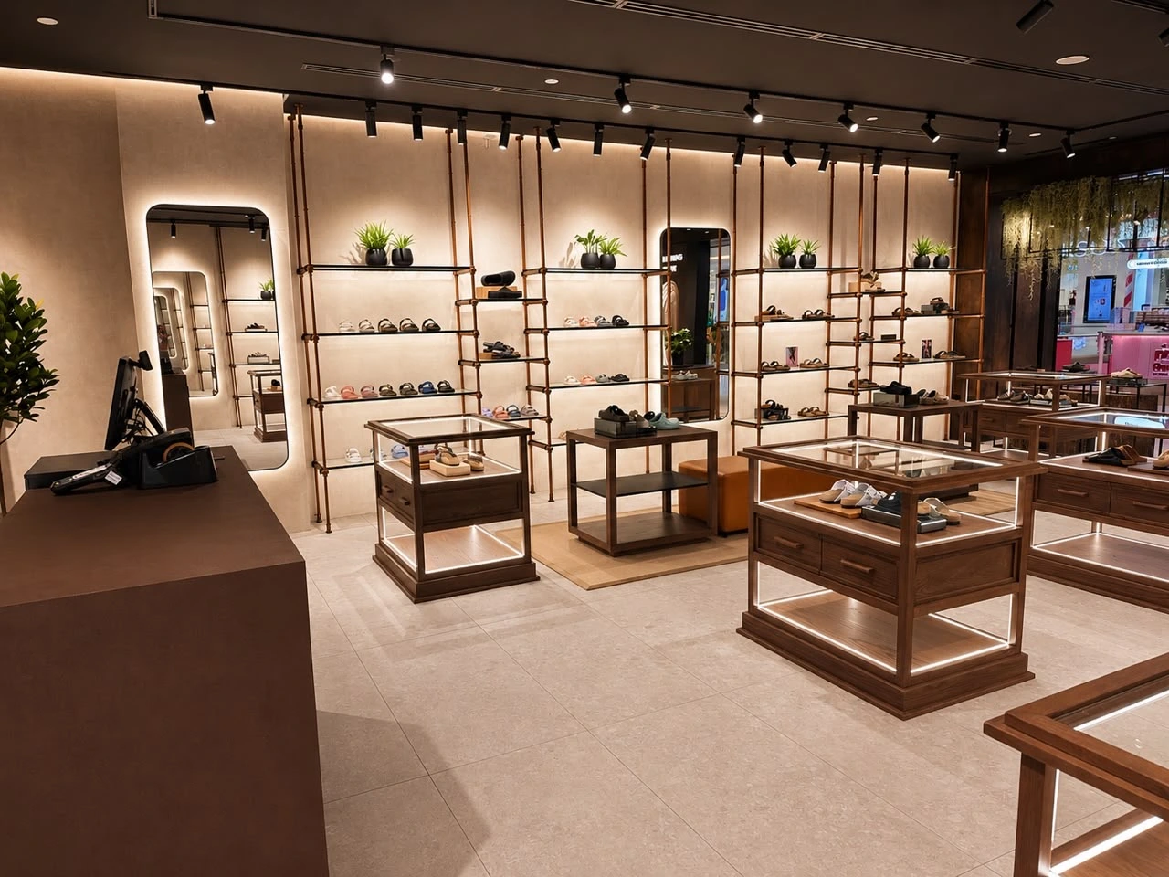Completed Birkenstock retail interior in East Malaysia